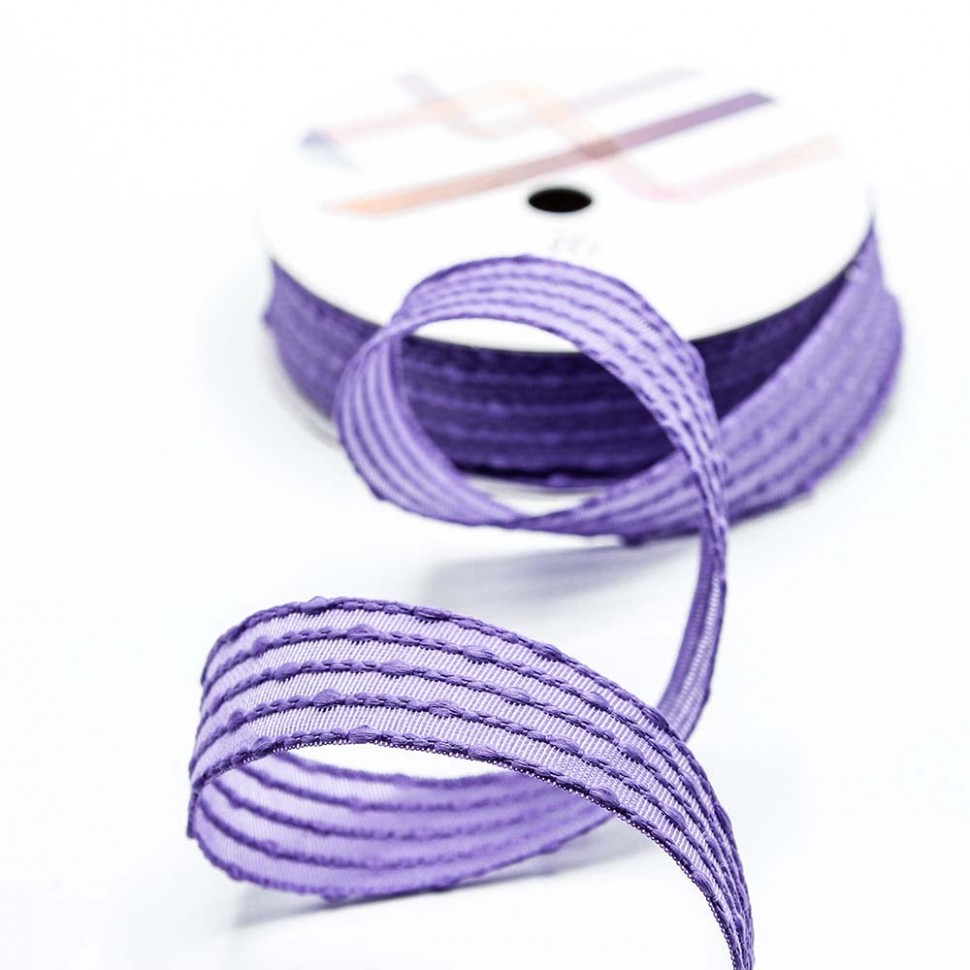Лента декоративная в полоску (полиэстер) 2,5 см*18 ярд Фиолетовый