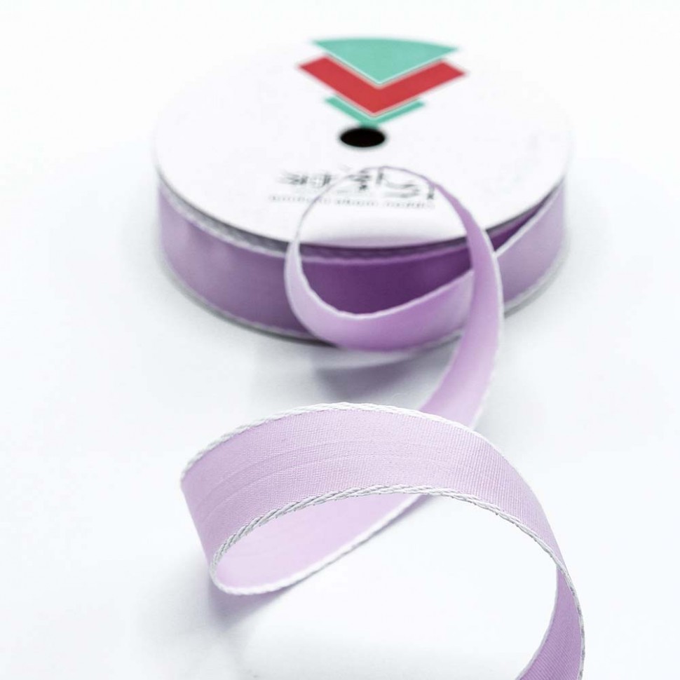 Лента декоративная с каймой (полиэстер) 2,8 см*25 ярдов сиреневый