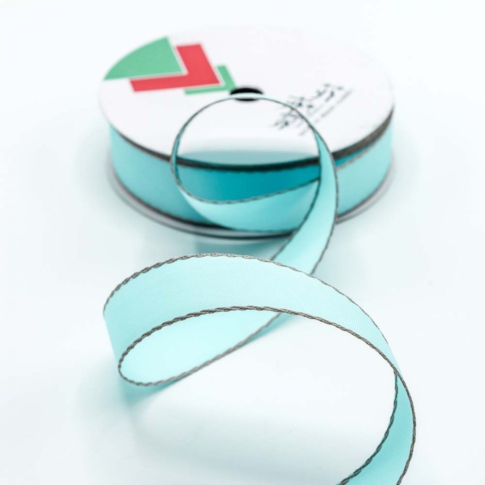 Лента декоративная с каймой (Полиэстер) 2,8см*25ярд Небесно-голубой
