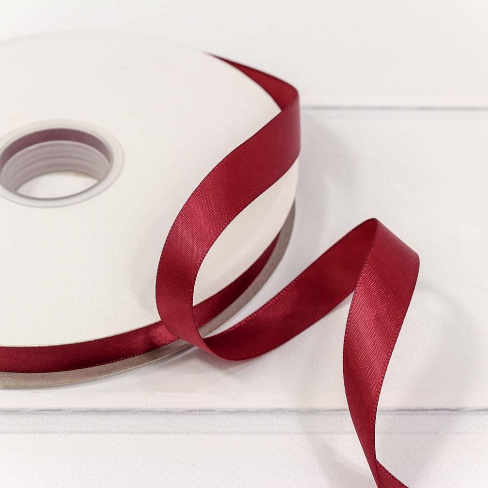 Лента Атласная Полиэстер класс А 1,5см 100ярд Бордовый