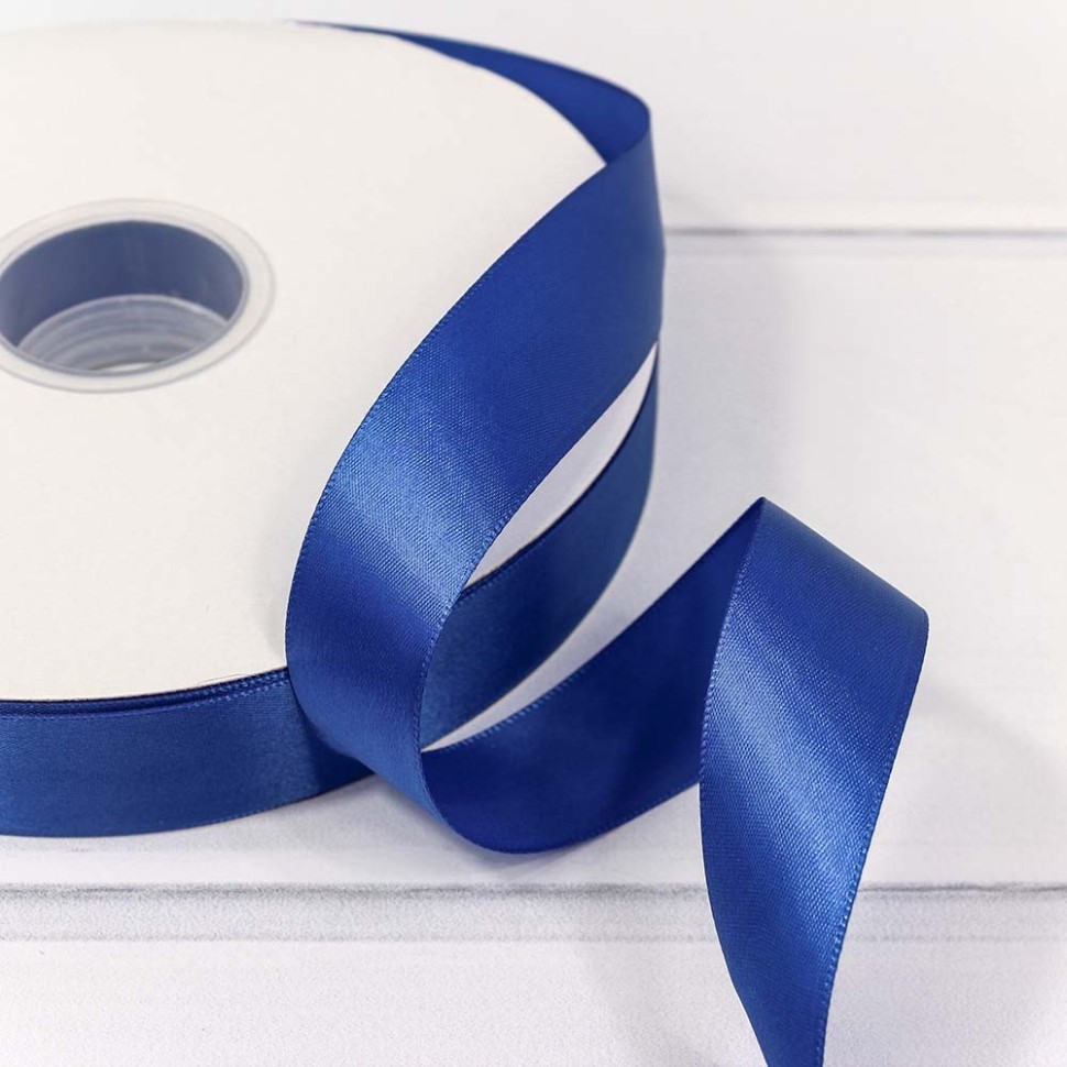 Лента Атласная Полиэстер класс А 2,5см*100ярд Тёмно-синий