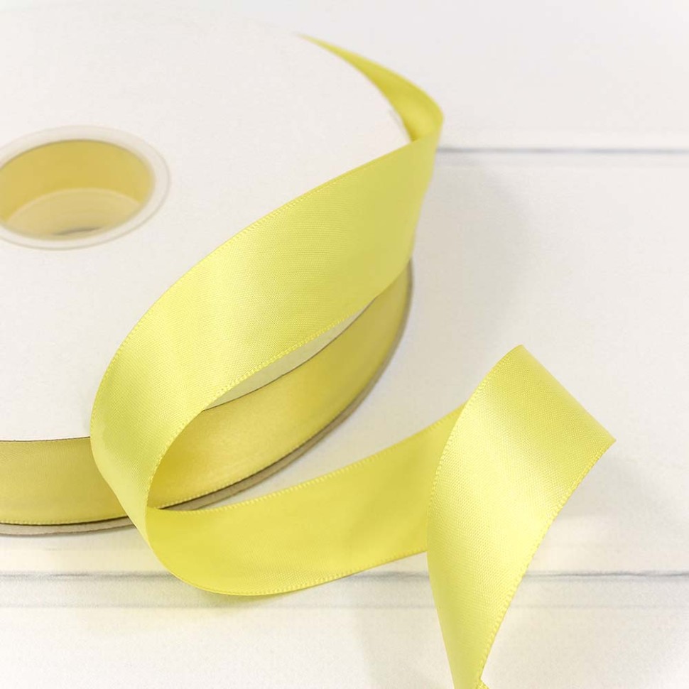 Лента Атласная Полиэстер класс А 2,5см*100ярд Жёлтый