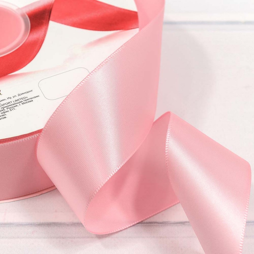 Лента Атласная Полиэстер класс А нежно-розовый 1/9 3,8см*100ярд