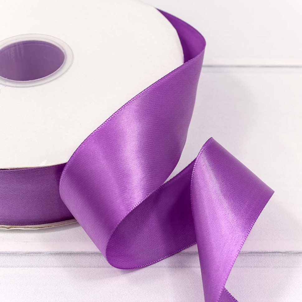 Лента атласная полиэстер класс А 3,8см*100ярд фиолетовый