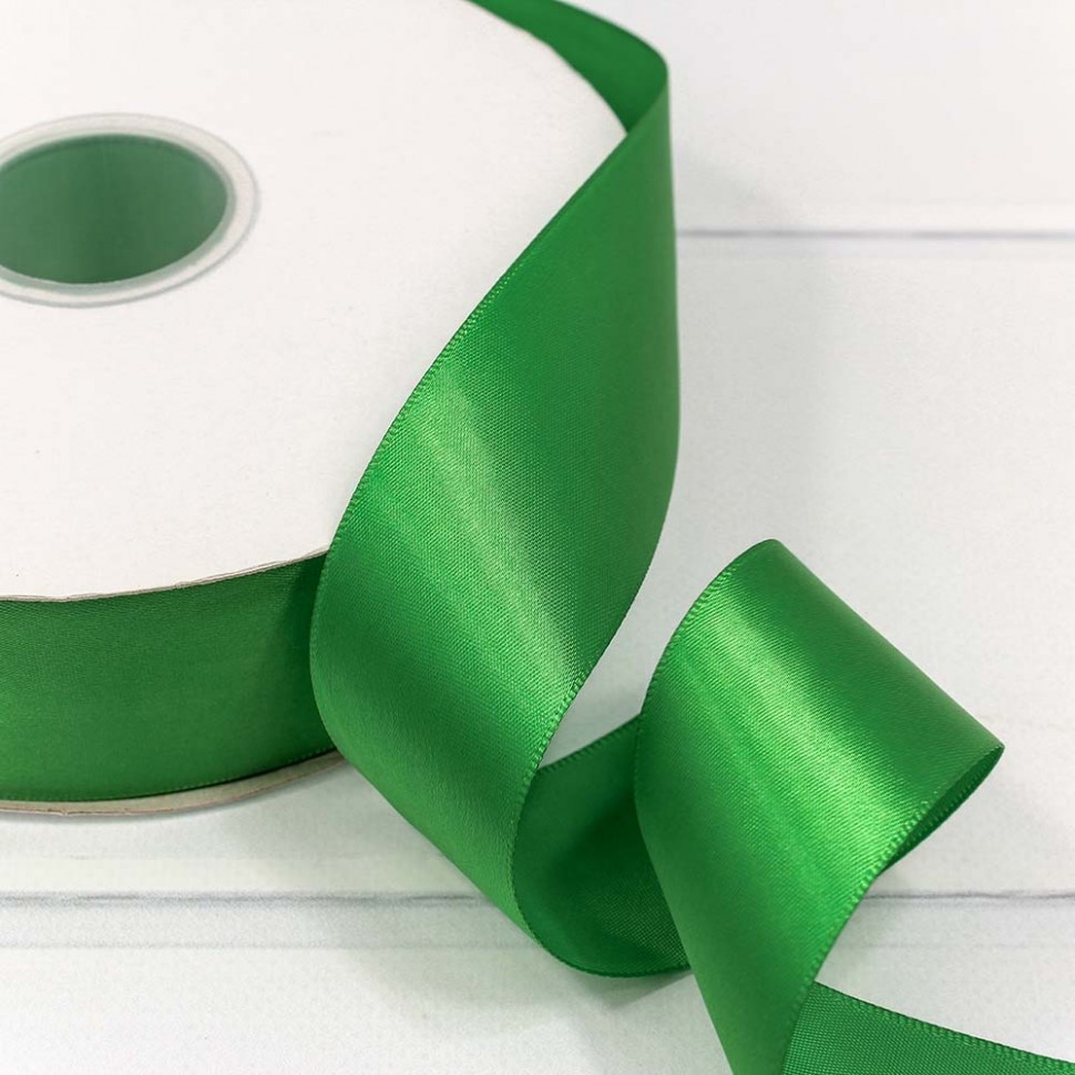 Лента Атласная Полиэстер класс А Зеленый 3,8см*100ярд
