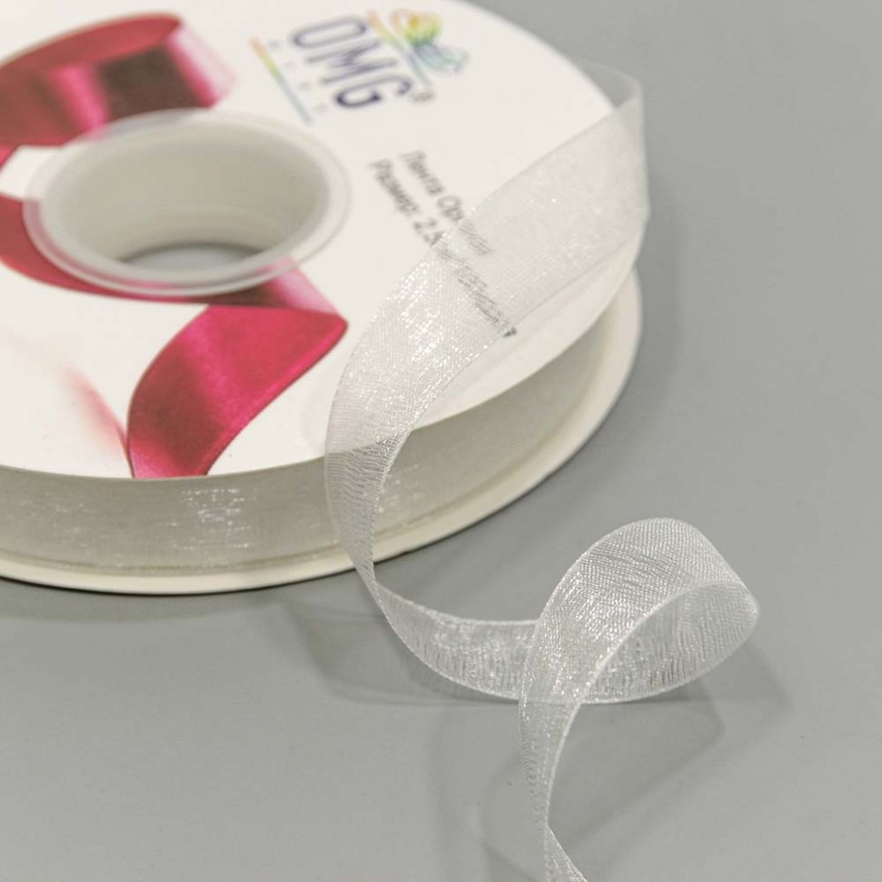 Лента Органза 1,5см*100ярд Жемчужно-белый