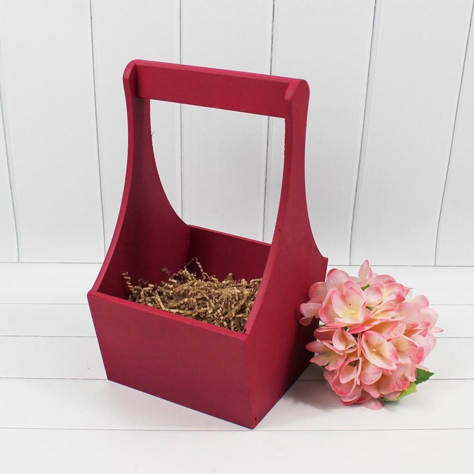 Ящик для декора с ручкой 15×13(16)×28(9,5) рубиновый