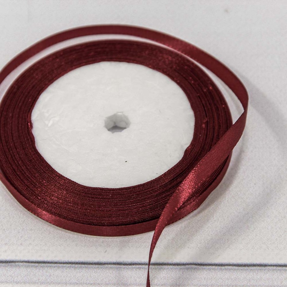Лента Атласная Сатин 0,6см*25 ярд Винный