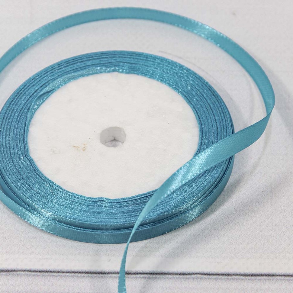 Лента Атласная Сатин 0,6см*25 ярд Лазурный крайола