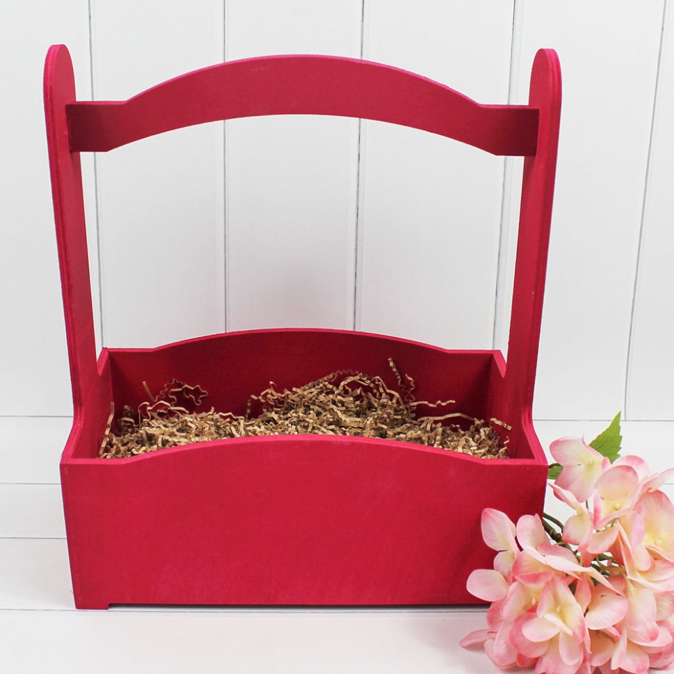 Ящик для декора "Волна" с ручкой 25×12×23 (10) бордовый