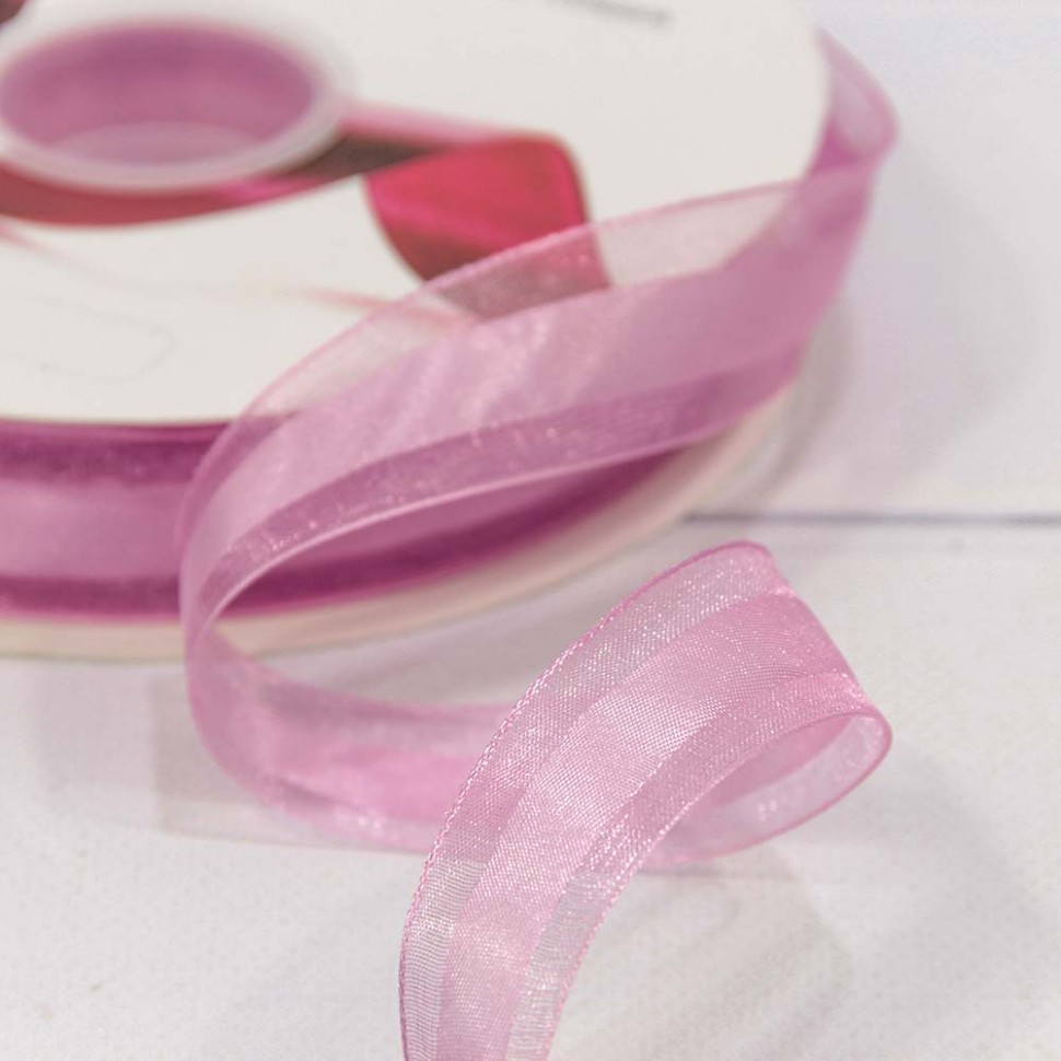 Лента Органза Полоса 2,5см*100ярд Сиреневый