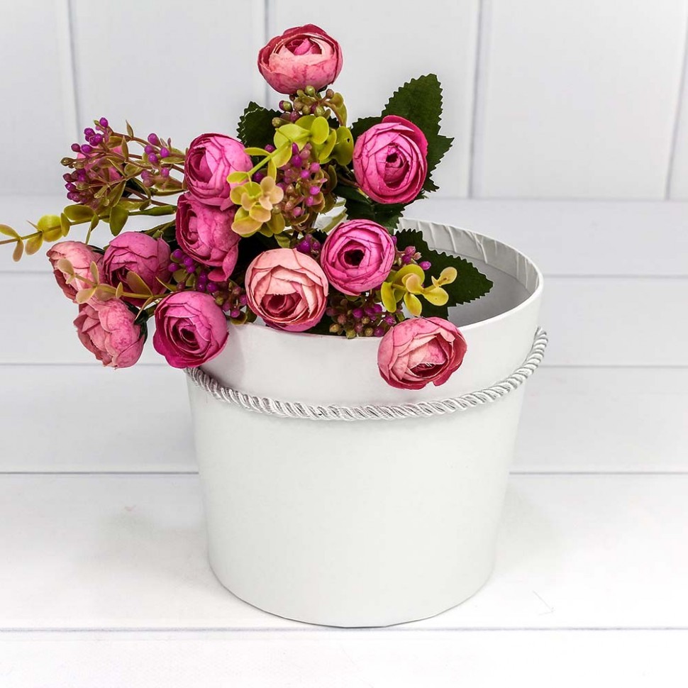 Коробка "Ваза для цветов" 15*13 с ручкой Белый