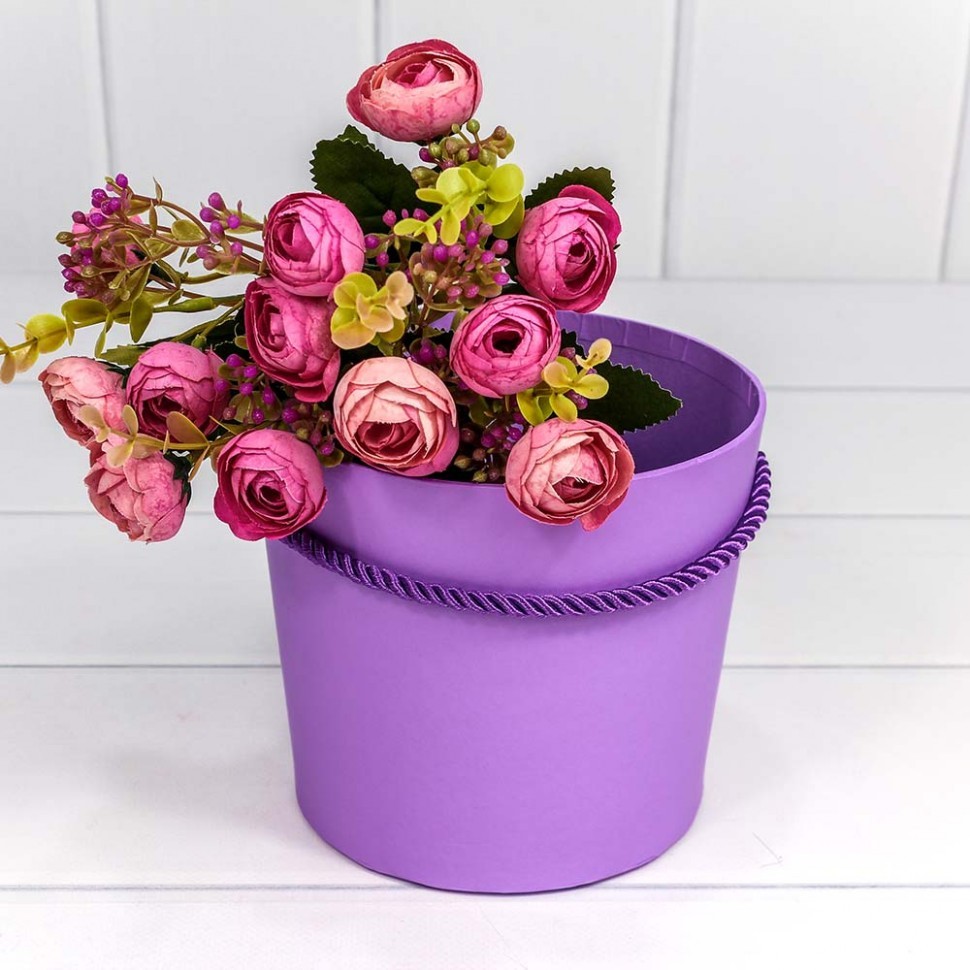 Коробка "Ваза для цветов" 15*13 с ручкой Сиреневый