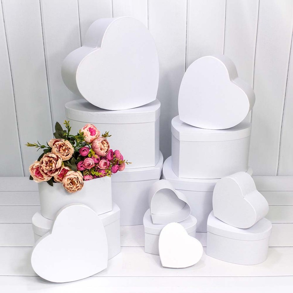 Коробки "Сердце" Набор 1/12 36*34,1*20,1 Белый