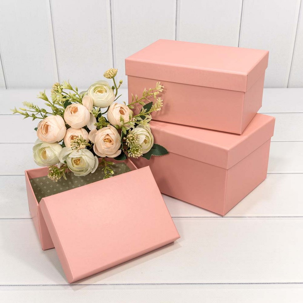 Коробки Прямоугольные Набор 1/3 22*15*11,5 Розовый