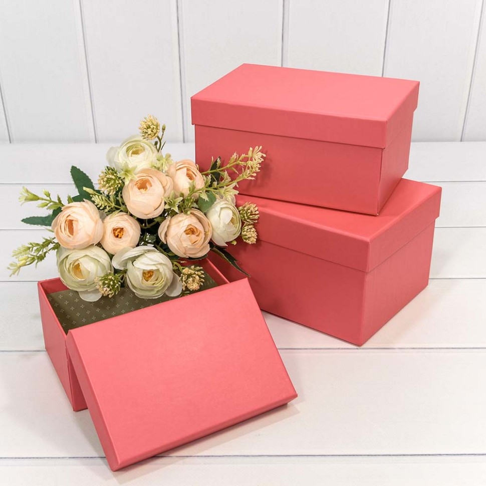 Коробки Прямоугольные Набор 1/3 22*15*11,5 Коралловый