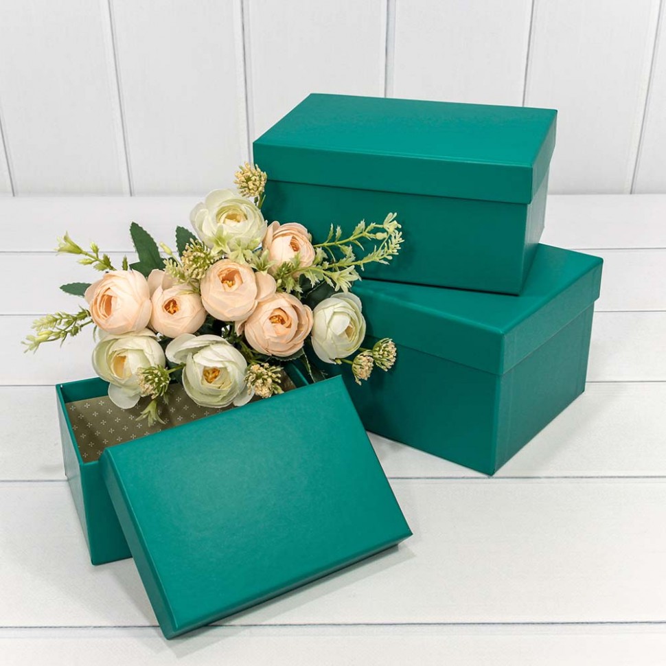 Коробки Прямоугольные Набор 1/3 22*15*11,5 Тёмно-бирюзовый
