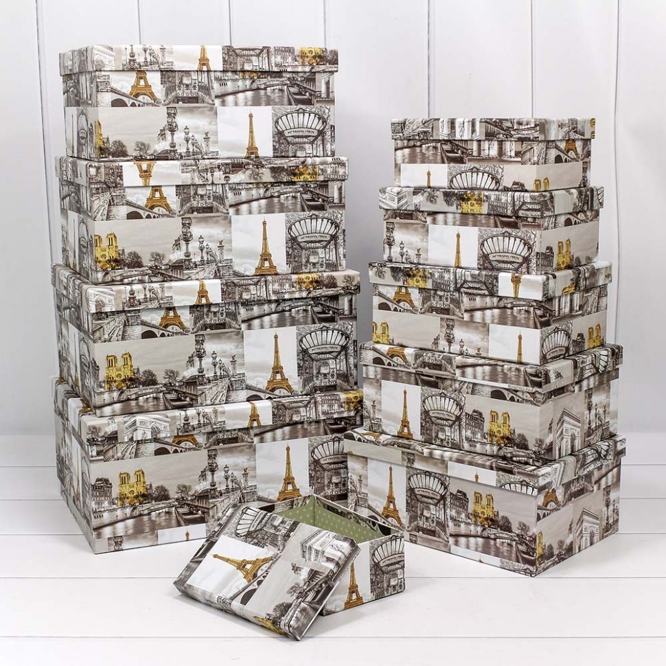 Коробки Прямоугольные Набор 1/10 34*26*15,3 "Виды Парижа"