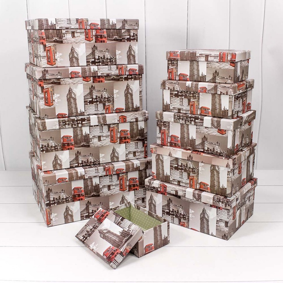 Коробки Прямоугольные Набор 1/10 34*26*15,3 "Лондон"