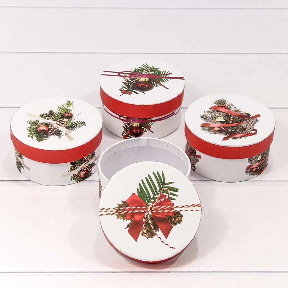 Коробка Круглая 10,8*5,2 "Новый год" (микс 08)