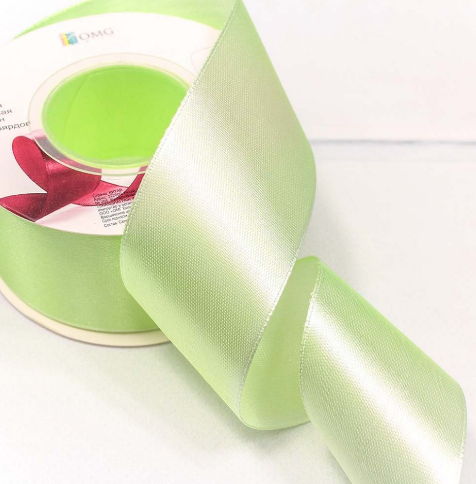 ЛЕНТА АТЛАСНАЯ САТИН 3,8 СМ*25 ЯРД СВЕТЛО-САЛАТОВЫЙ