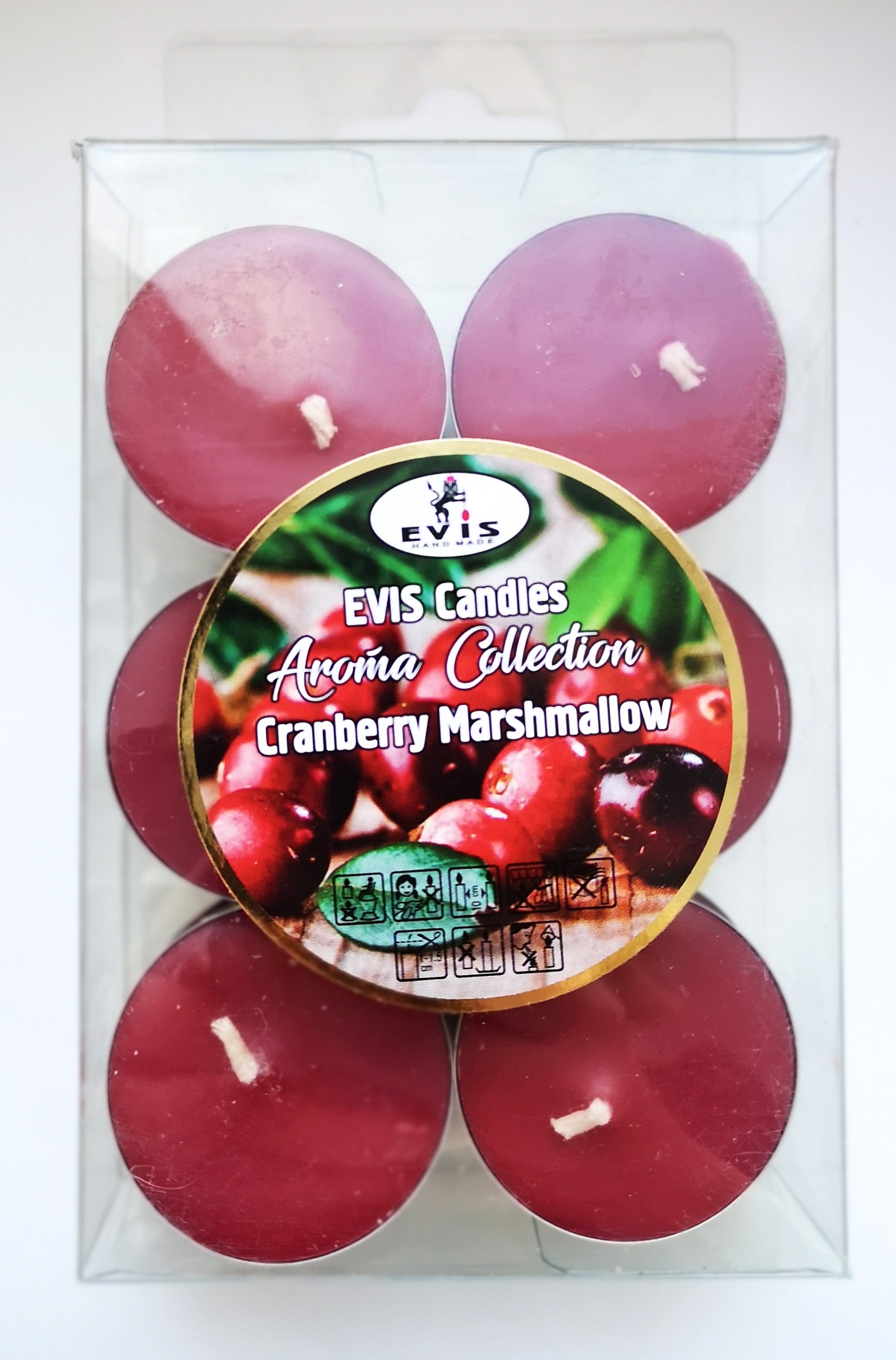 ЧАЙНЫЕ СВЕЧИ МАЛЫЕ D 37ММ АРОМАТ СПЕЛОЙ КЛЮКВЫ 12 ШТУК