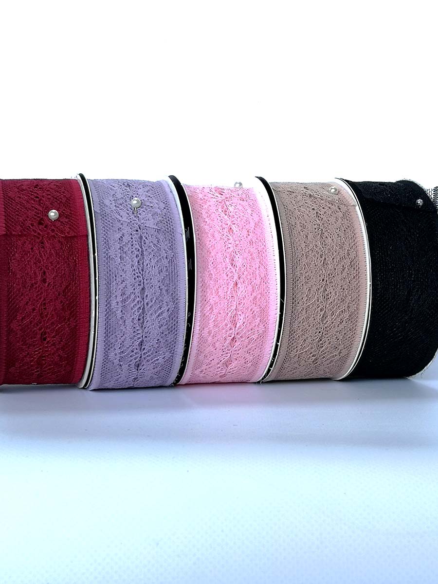 Лента декоративная "Кружево" полиэстер 40 мм*25 ярд  красный