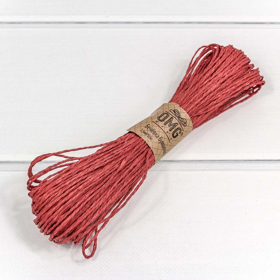 Бечевка бумажная 1,5 мм*50 м красный