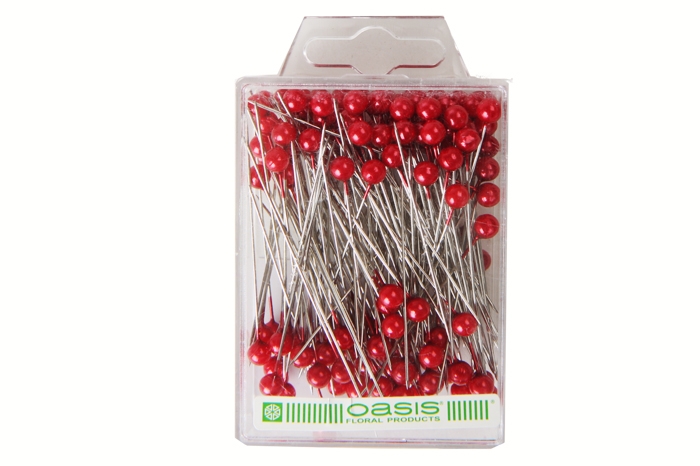 Булавка с бусинкой d 6*65 мм 144 шт красный