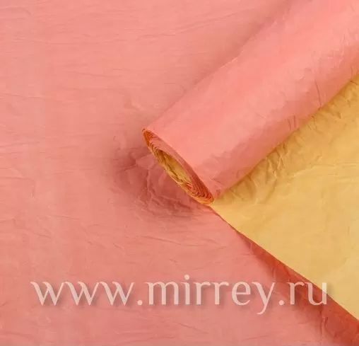 Бумага Эколюкс двухцветная и однотонная 70см * 5 метров± 5% (красно- коралловый/желтый пастель)