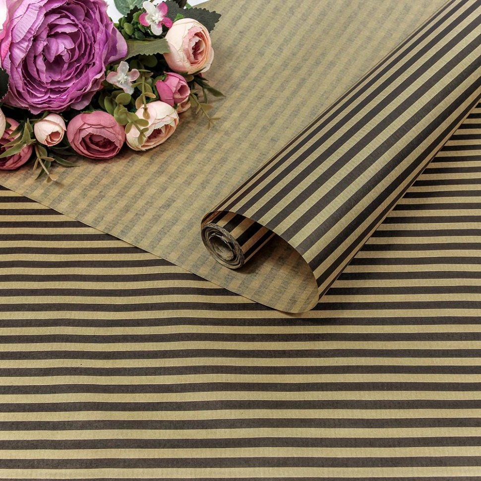 Бумага крафт 0,72*10 м Верже "Полосы" чёрный