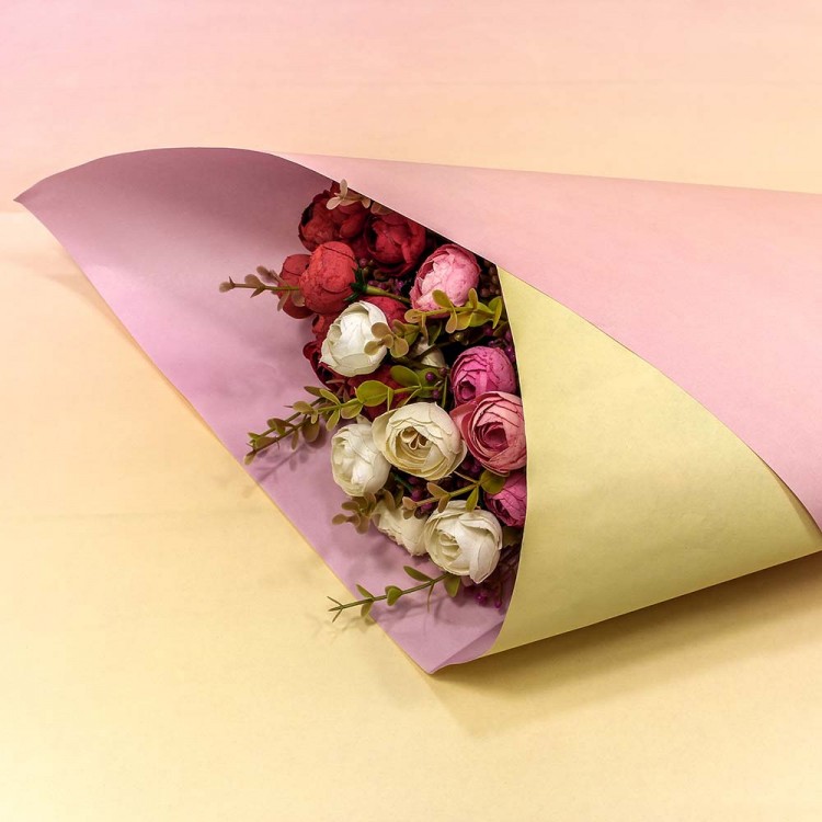 Бумага в листах крафт 58*58 (20 шт.) "Цветная" Хамелеон жёлто-розовый