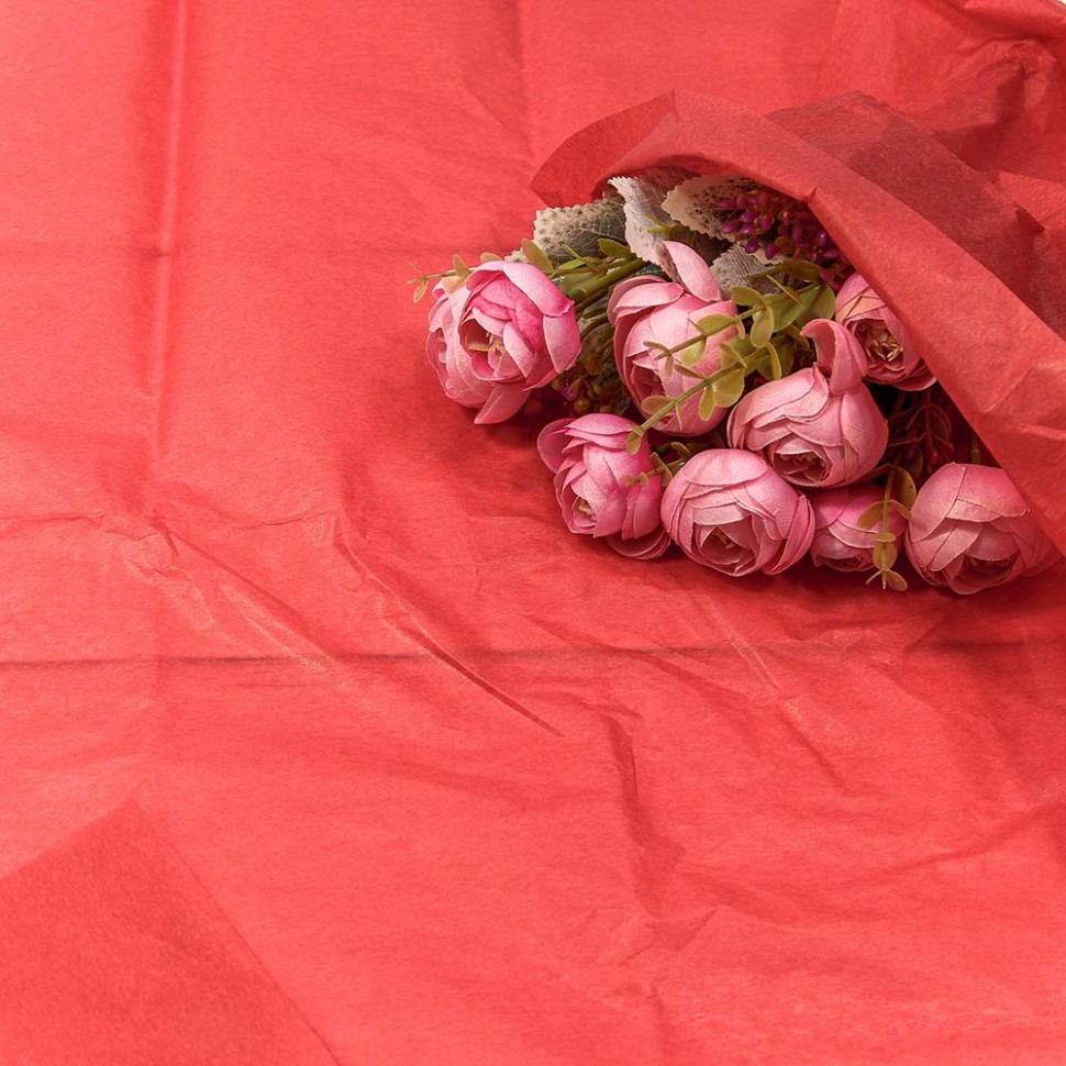 Бумага в листах "Тишью" 50*66 (10 шт) Красный