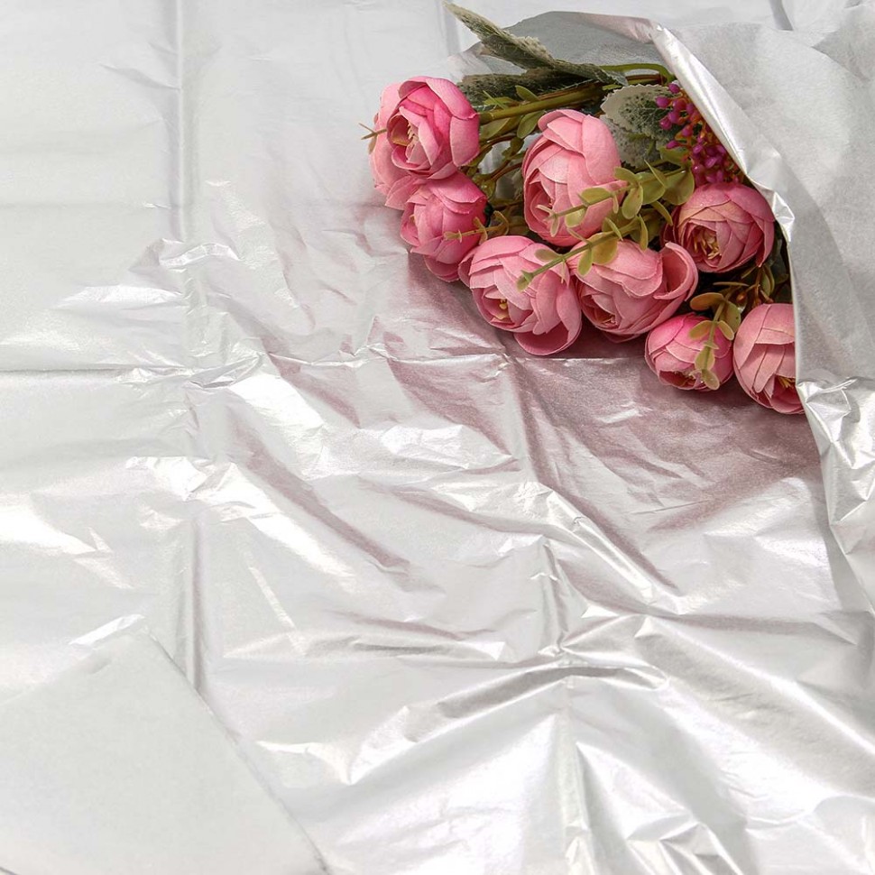 Бумага в листах "Тишью" 50*66 (10 шт.) Серебряный