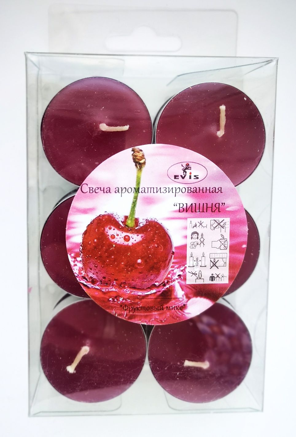 Чайные свечи малые d 37 мм набор 12 шт цвет бордо аромат вишня