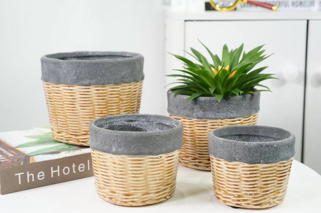 Кашпо керамическое D10,5 × H8,5 см, светло-коричневый/желтый