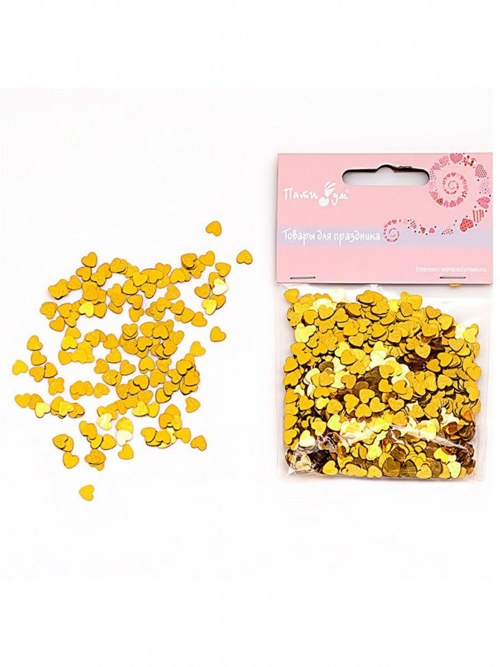 Конфетти фольгированное Сердца золотые 14 гр