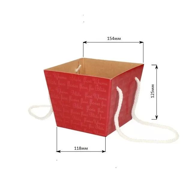 Коробка для цветов 11,8 х 15,4 х 12,5 см, красный