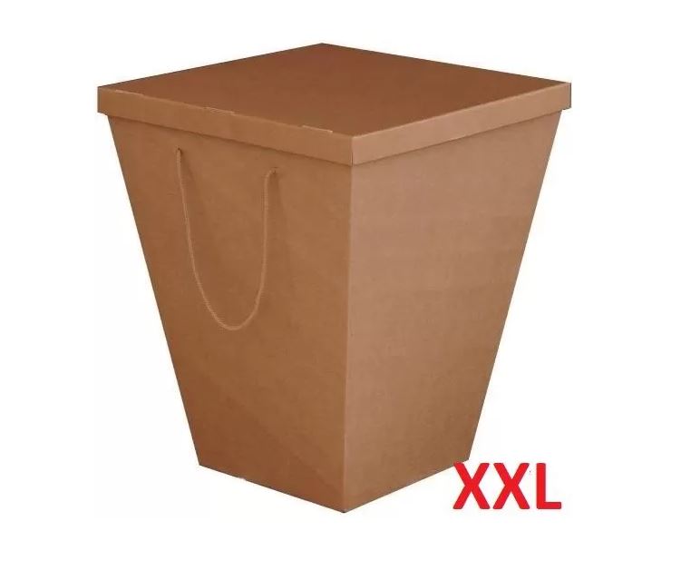 Коробка для цветов 32 x 50 х 55 cм, (XXL) с крышкой, крафт