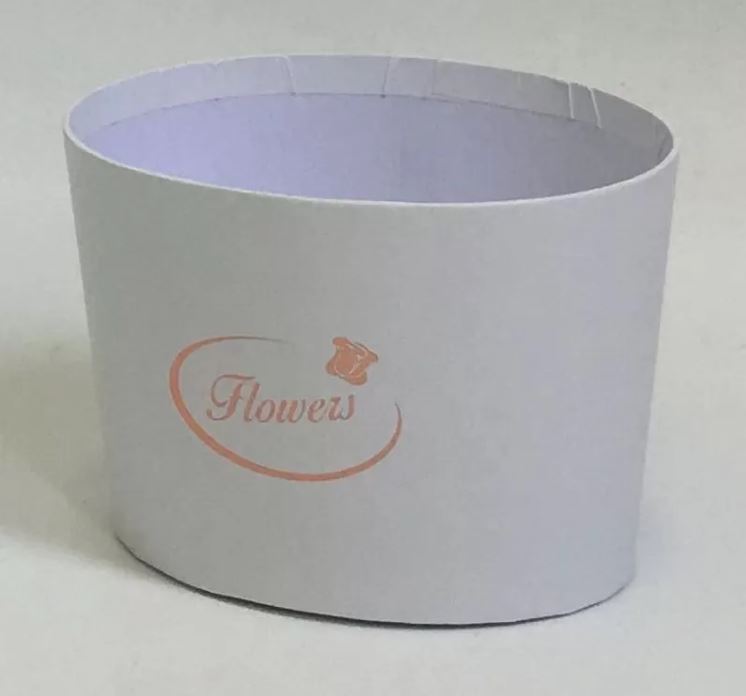 Коробка под цветы "Эллипс", Верх 14 × 10,6 / Низ 12,4 × 8,3 / Выс 10 см белый (W5102)