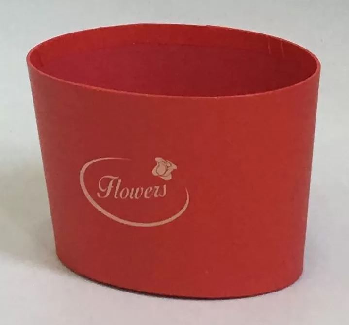 Коробка под цветы "Эллипс", Верх 14 × 10,6 / Низ 12,4 × 8,3 / Выс 10 см красный (W5104)