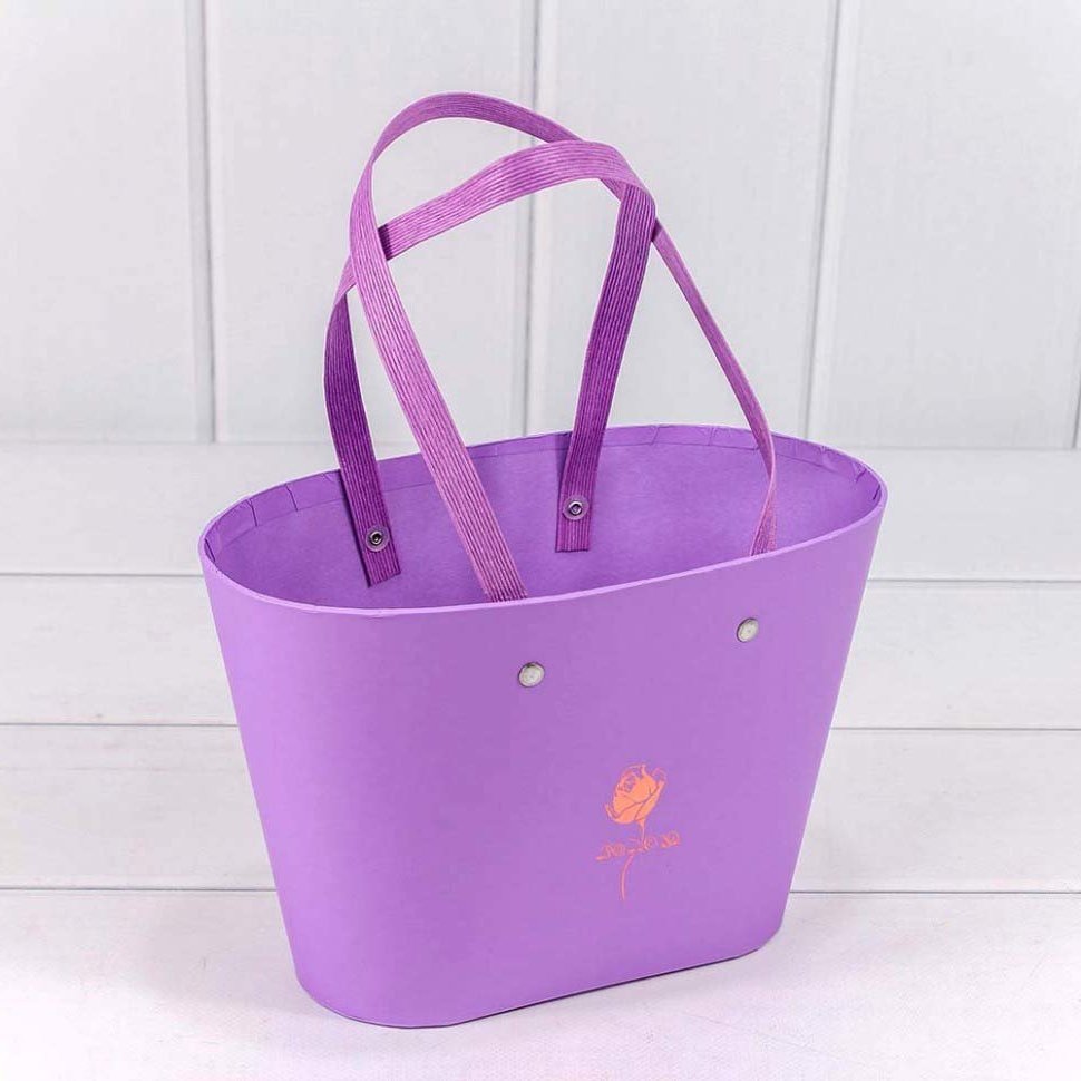 Коробка под цветы с двумя ручками, картон, 22,5x13,5x15,2 см, сиреневый (W9627-lilac)