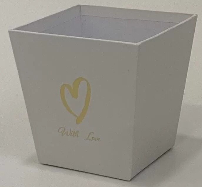 Коробка под цветы трапеция "С любовью" 11x11 см, белый