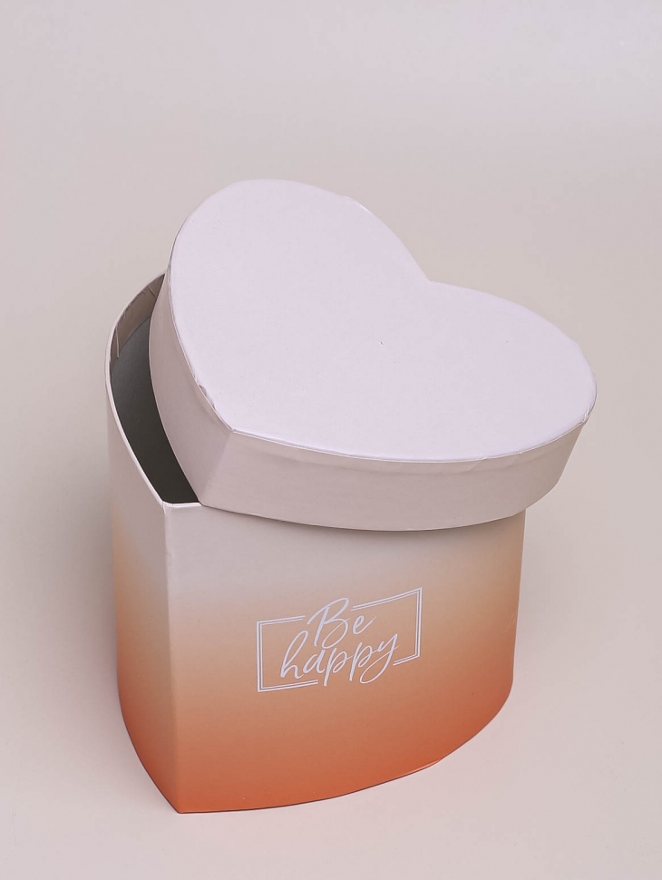 Коробка Сердце 12х10,5х10,8см Be happy градиент оранжевый