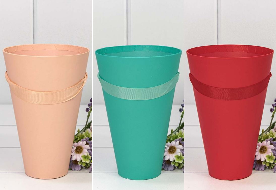 Коробка "Ваза для цветов" 13×20 (персиковый, тиффани, красный)