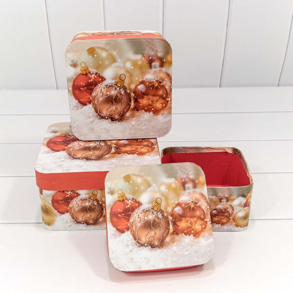 Коробки Квадратные Набор 3 в 1 17×17×9,5 "Новый год" 0505