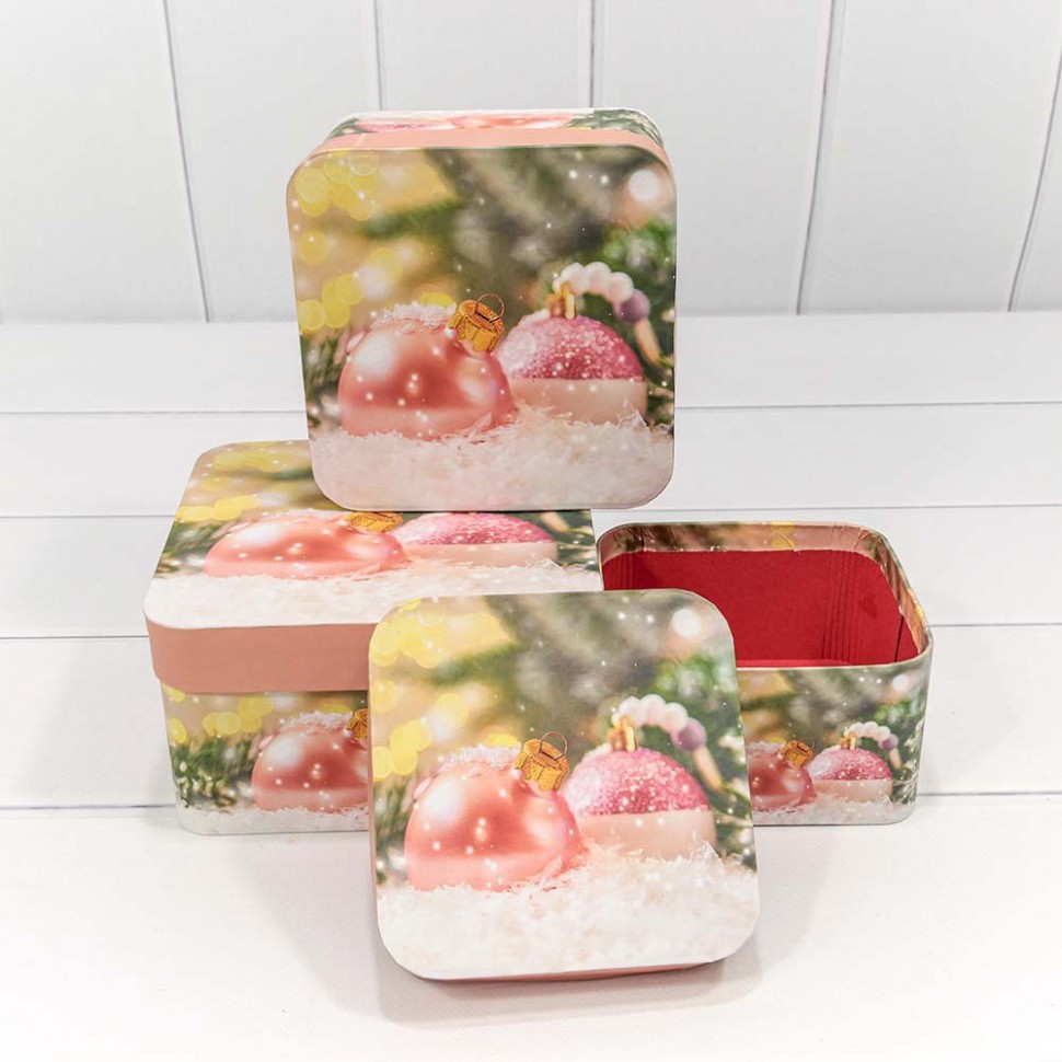 Коробки Квадратные Набор 3 в 1 17×17×9,5 "Новый год" 2101