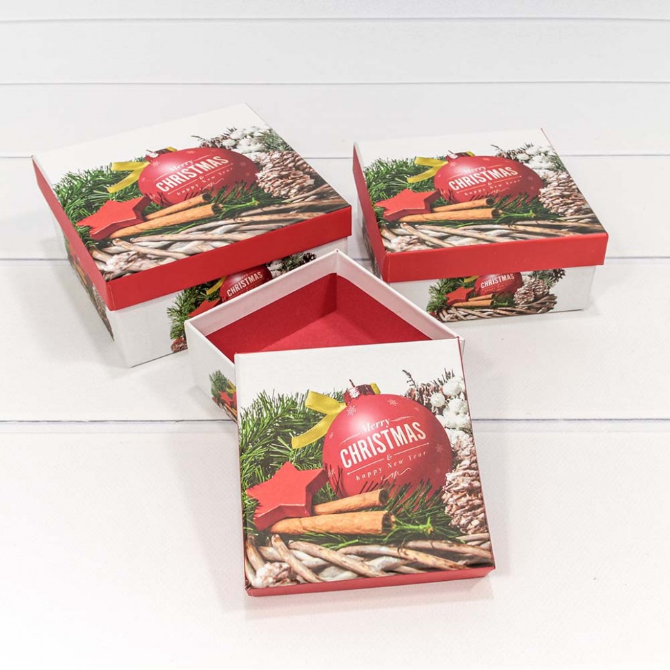 Коробки Квадратные Набор 3 в 1 15*15*6,9 "Новый год" 2107
