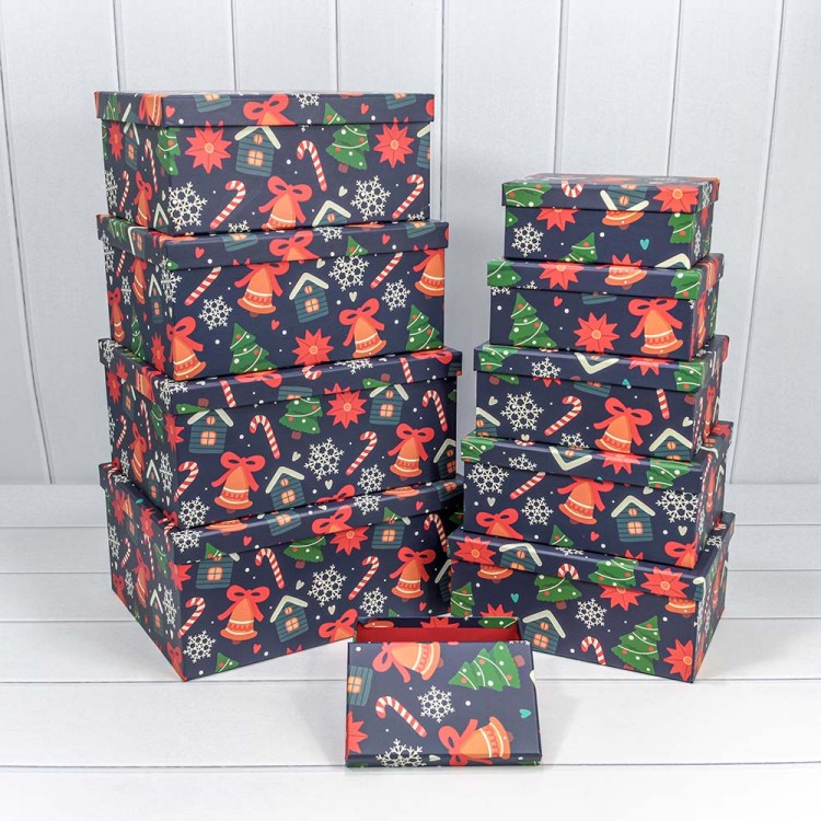 Коробки Набор 10 в 1 Прямоугольные 34×26×15,3 "Новый год" 2624