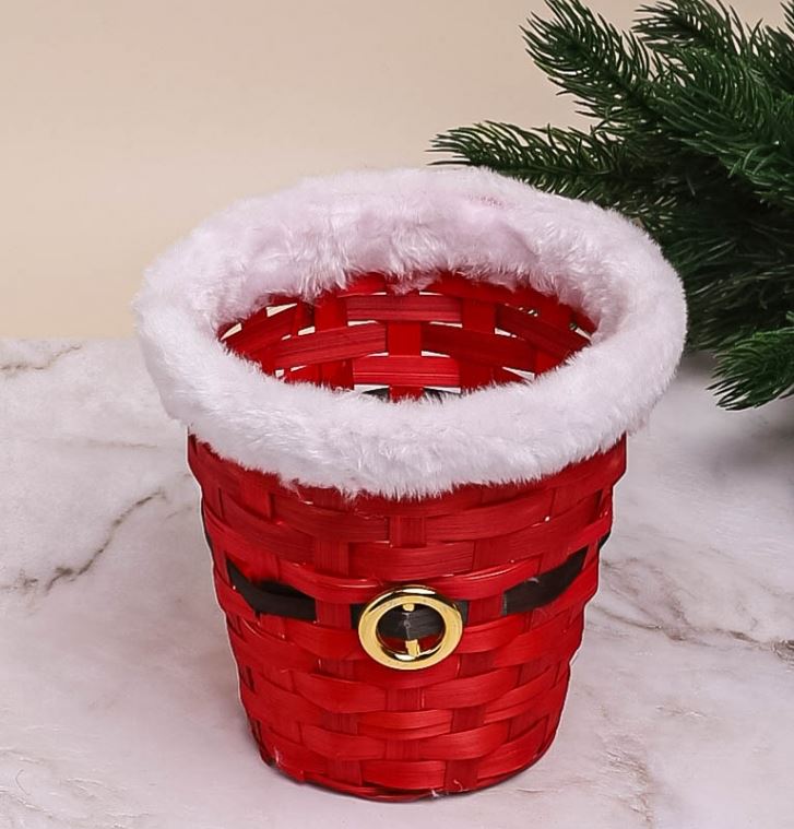 Корзина плетеная НГ бамбук D15×15×H14 см Санта